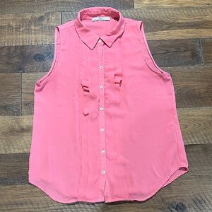 Dex Coral Sleeveless Button-Down Shirt